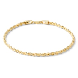 10K Hollow Gold Rope Chain Bracelet - 7&quot;