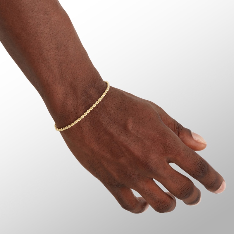 Main Image 2 of 10K Hollow Gold Rope Chain Bracelet - 7"