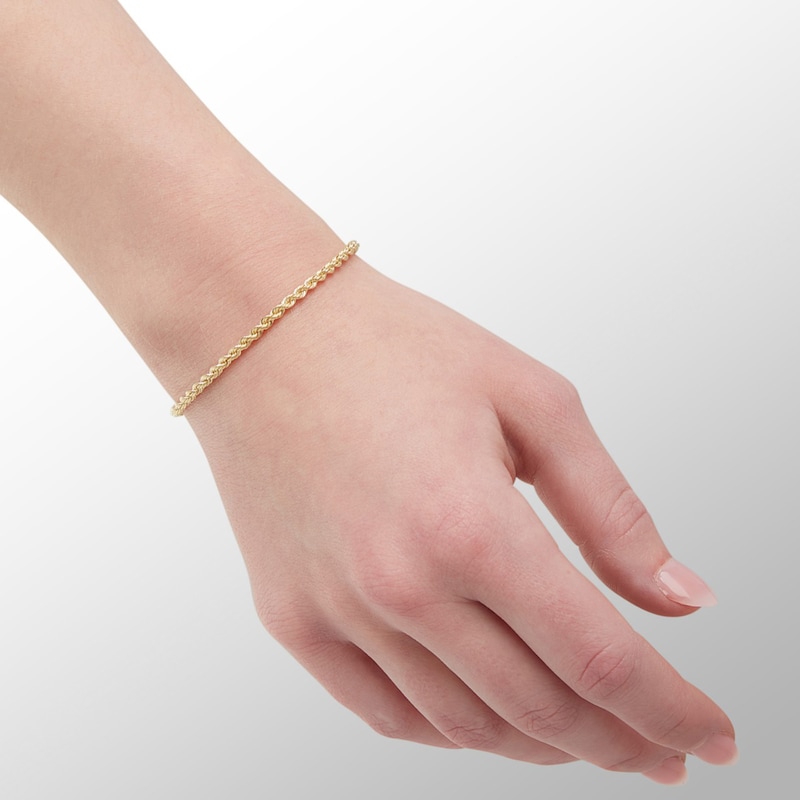 Main Image 3 of 10K Hollow Gold Rope Chain Bracelet - 7"