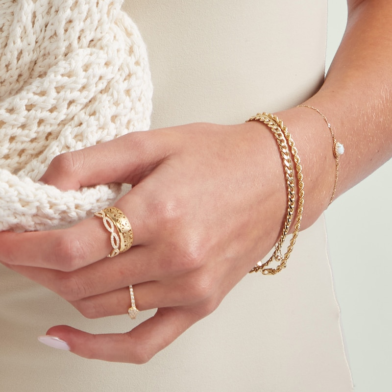 10K Hollow Gold Rope Chain Bracelet - 7"