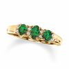 Oval Emerald Three Stone Ring in 10K Gold with Diamond Accents - Size 7