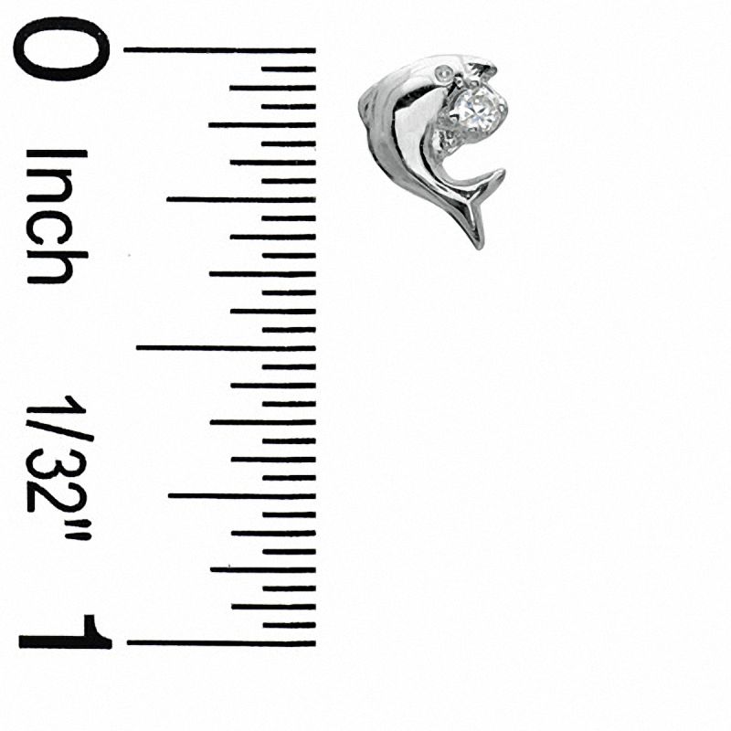 Cubic Zirconia Dolphin Stud Earrings in Sterling Silver