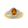 Citrine Swirl Ring in 10K Gold with Diamond Accents - Size 7