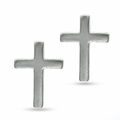 Cross Stud Earrings in Sterling Silver
