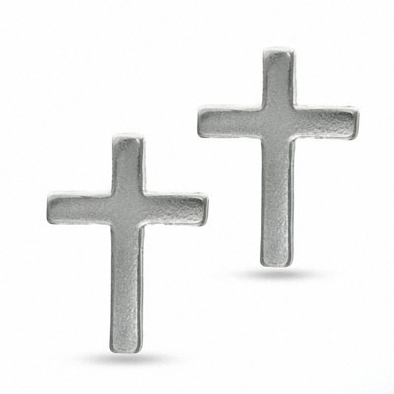 Cross Stud Earrings in Sterling Silver