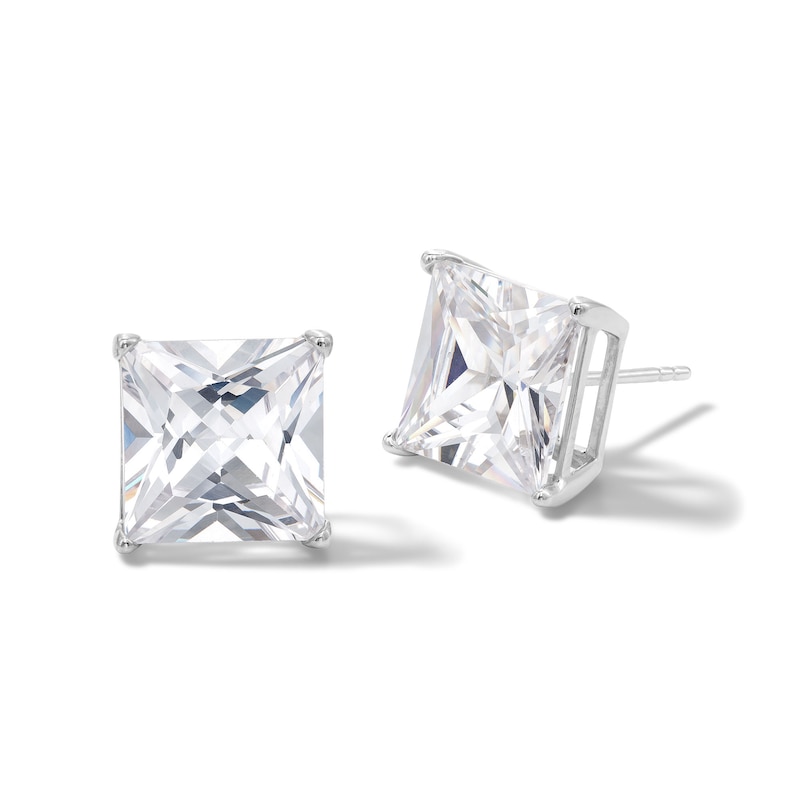 10mm Princess-Cut Cubic Zirconia Stud Earrings in Sterling Silver