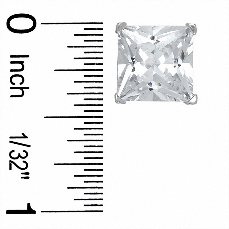 10mm Princess-Cut Cubic Zirconia Stud Earrings in Sterling Silver