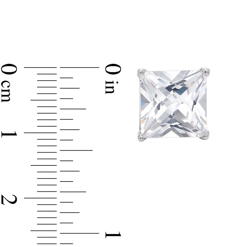 10mm Princess-Cut Cubic Zirconia Stud Earrings in Sterling Silver