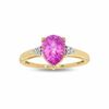 Lab-Created Pink Sapphire and Diamond Ring in 10K Gold - Size 7