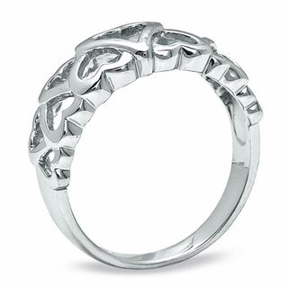 Sterling Silver Open Hearts Band -Size 7