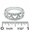 Sterling Silver Open Hearts Band -Size 7