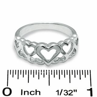Sterling Silver Open Hearts Band -Size 7