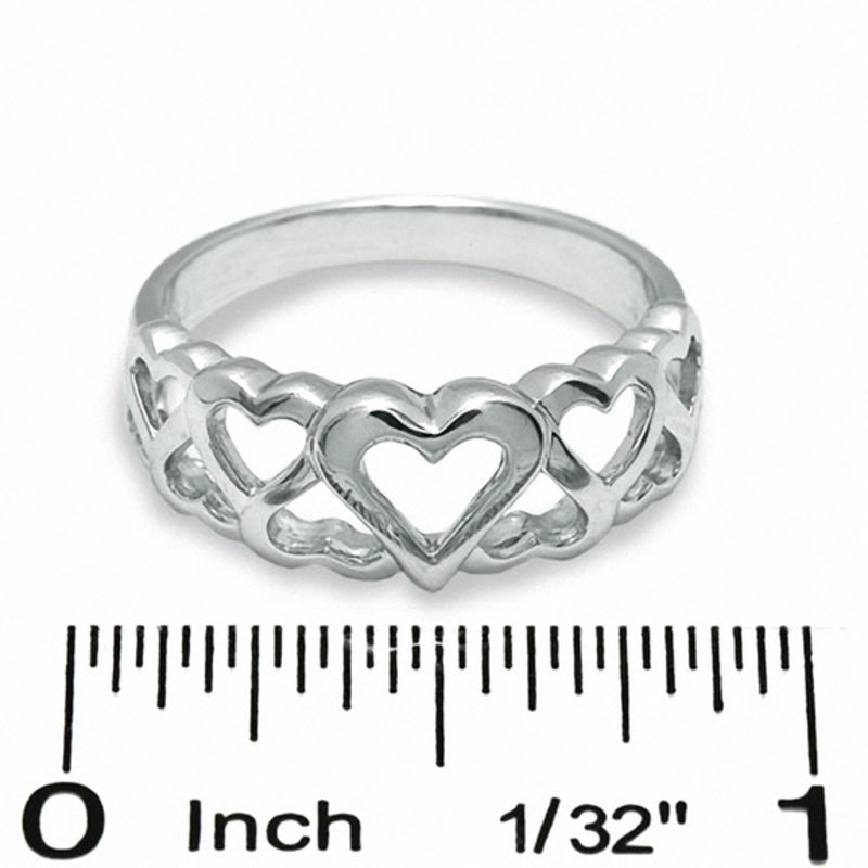 Main Image 3 of Sterling Silver Open Hearts Band -Size 7