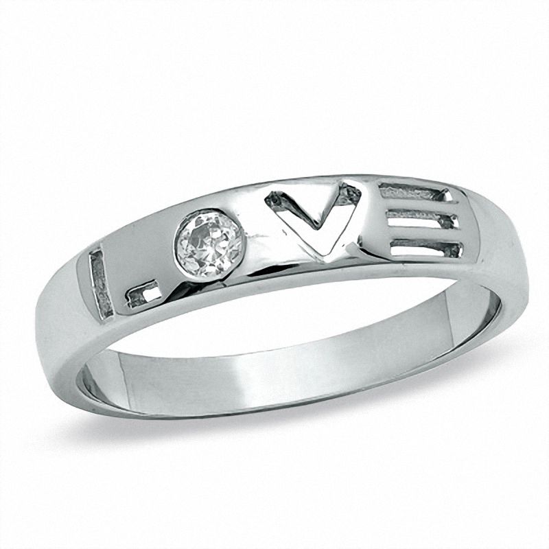 Cubic Zirconia LOVE Band in Sterling Silver