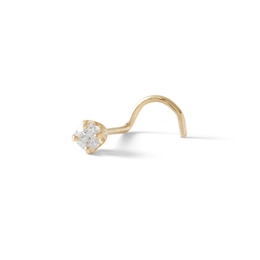 14K Semi-Solid Gold Diamond Accent Nose Stud - 22G 3/8&quot;
