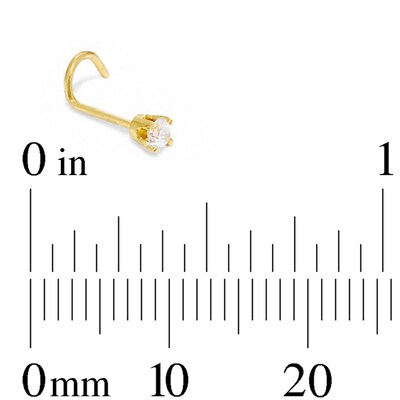 14K Semi-Solid Gold Diamond Accent Nose Stud - 22G 3/8"