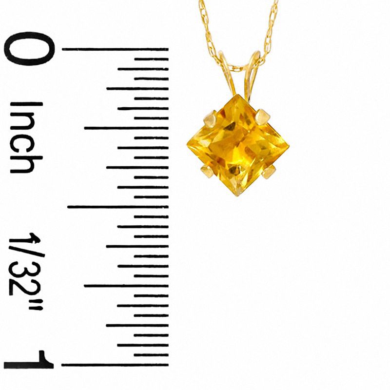 Main Image 2 of 6.0mm Princess-Cut Citrine Pendant in 10K Gold