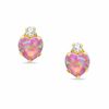Thumbnail Image 1 of 5mm Heart-Shaped Lab-Created Pink Opal Stud Earrings in 10K Gold with CZ