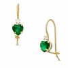 Thumbnail Image 1 of 5mm Heart-Shaped Lab-Created Emerald Drop Earrings in 10K Gold with Cubic Zirconia