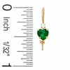 Thumbnail Image 2 of 5mm Heart-Shaped Lab-Created Emerald Drop Earrings in 10K Gold with Cubic Zirconia