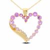 Thumbnail Image 0 of Lab-Created Pink Sapphire Heart Pendant in 10K Gold with Diamond Accents