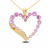 Thumbnail Image 1 of Lab-Created Pink Sapphire Heart Pendant in 10K Gold with Diamond Accents