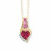 Thumbnail Image 1 of Heart-Shaped Lab-Created Ruby and Pink Sapphire 10K Gold Pendant with Diamond Accents