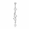 Thumbnail Image 1 of 014 Gauge Zig-Zag Belly Button Ring with Cubic Zirconia in Stainless Steel