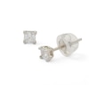 3mm Princess-Cut Cubic Zirconia Stud Earrings in Sterling Silver