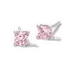 Thumbnail Image 0 of 3mm Princess-Cut Pink Cubic Zirconia Stud Earrings in Sterling Silver