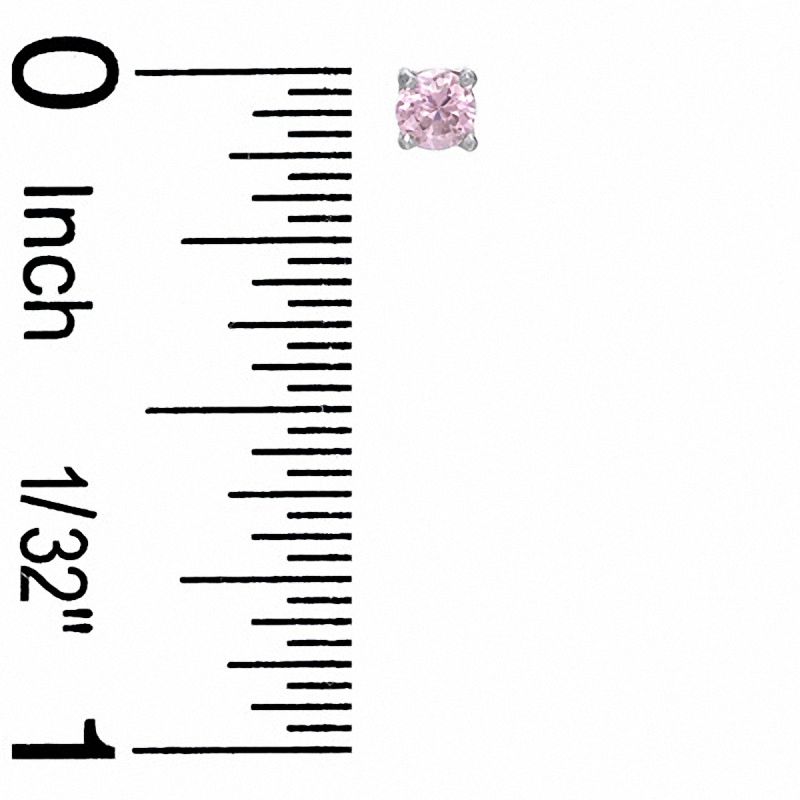 3mm Pink Cubic Zirconia Stud Earrings in Sterling Silver