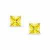 Thumbnail Image 0 of 8.0mm Princess-Cut Golden Cubic Zirconia Stud Earrings in Sterling Silver