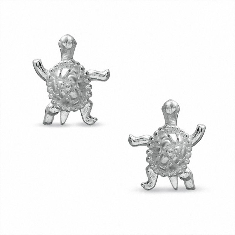 Main Image 1 of Sterling Silver Oxidized Turtle Stud Earrings