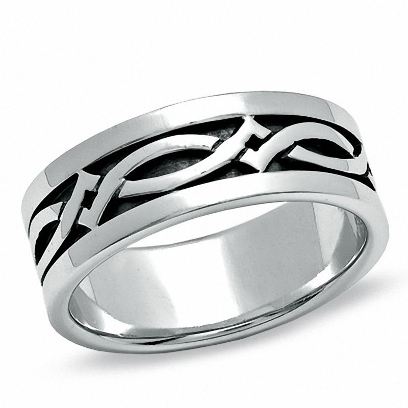 Men's Tribal Ring in Oxidized Sterling Silver - Size 10