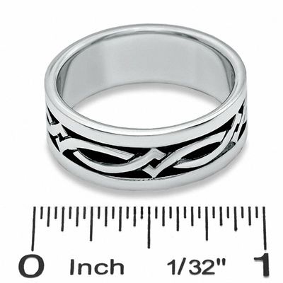 Men's Tribal Ring in Oxidized Sterling Silver - Size 10