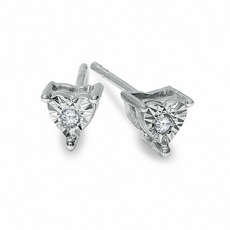 Diamond Accent Heart Illusion Solitaire Earrings in 10K White Gold