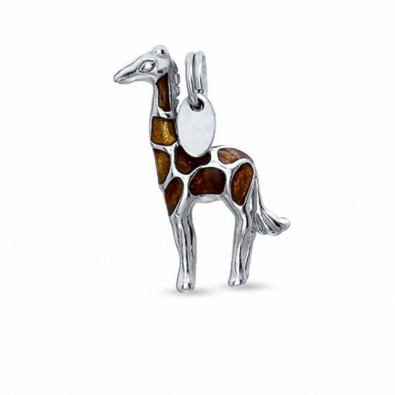 Enamel Giraffe Charm in Sterling Silver