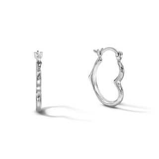 10K White Gold Open Heart Hoops