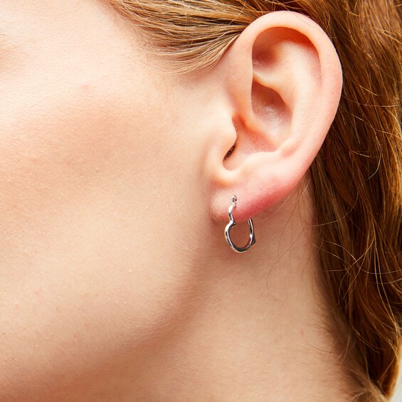 10K White Gold Open Heart Hoops