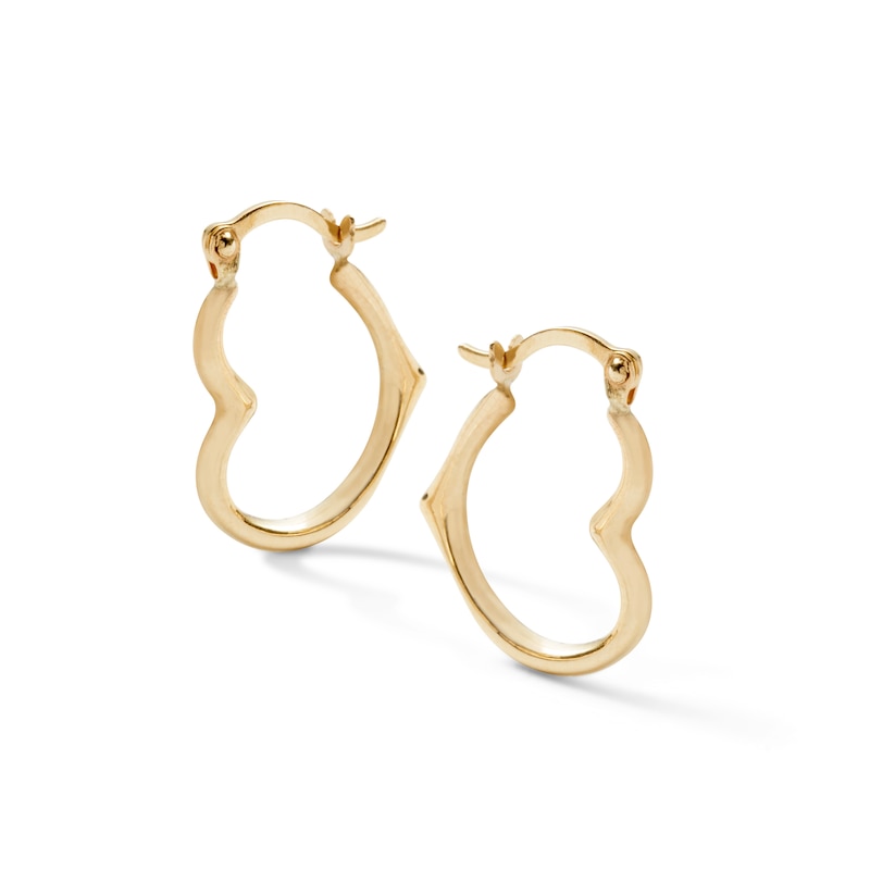 13mm Open Heart Hoop Earrings in 10K Gold