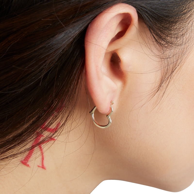 Main Image 3 of 10K Gold Open Heart Hoops