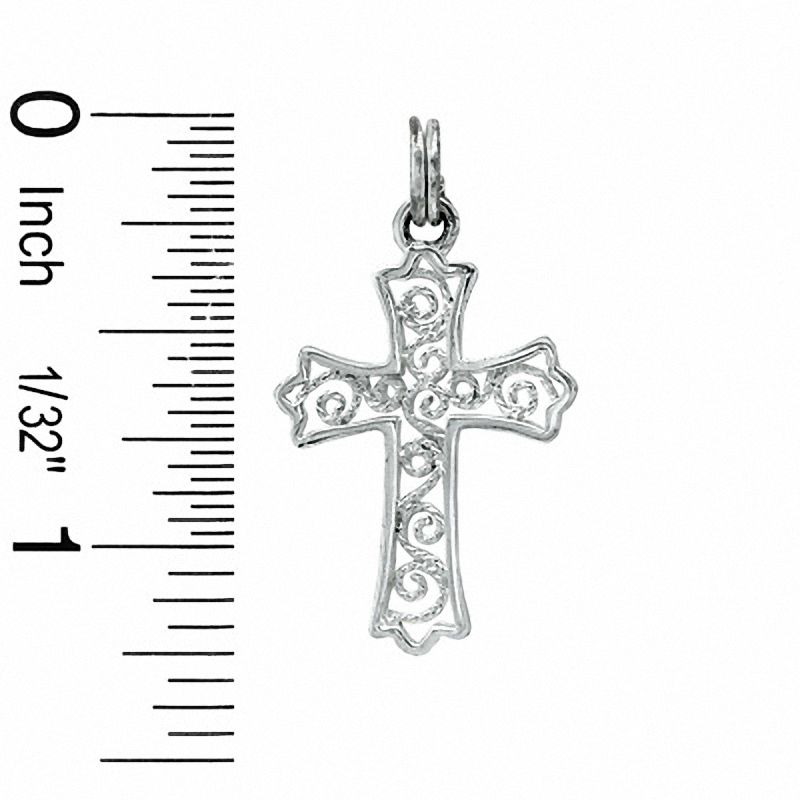 Filigree Fancy Cross Charm in Sterling Silver