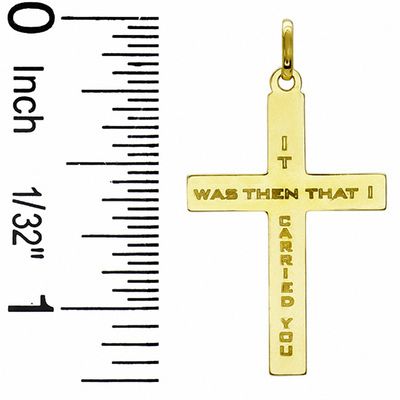 10K Gold Footprints Cross Charm