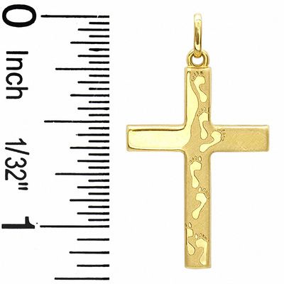 10K Gold Footprints Cross Charm
