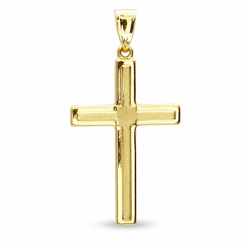 Satin Finish Cross Charm in 14K Gold