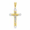 Tube Crucifix Charm in 10K Two-Tone Gold