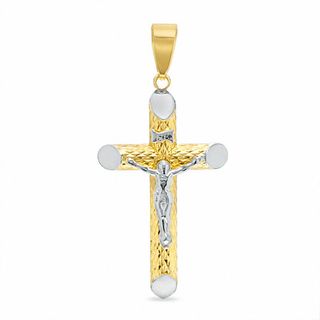 Tube Crucifix Charm in 10K Two-Tone Gold