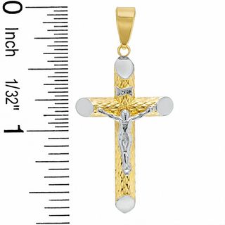 Tube Crucifix Charm in 10K Two-Tone Gold