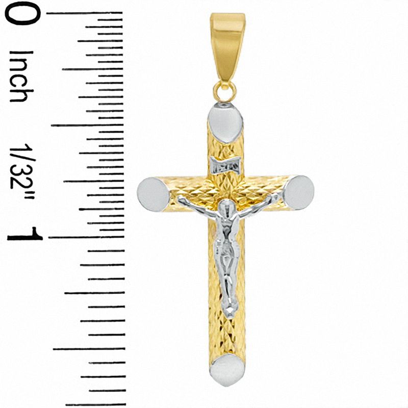 Tube Crucifix Charm in 10K Two-Tone Gold