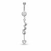 Thumbnail Image 0 of 014 Gauge Twirl Dangle Belly Button Ring with Crystals in Stainless Steel